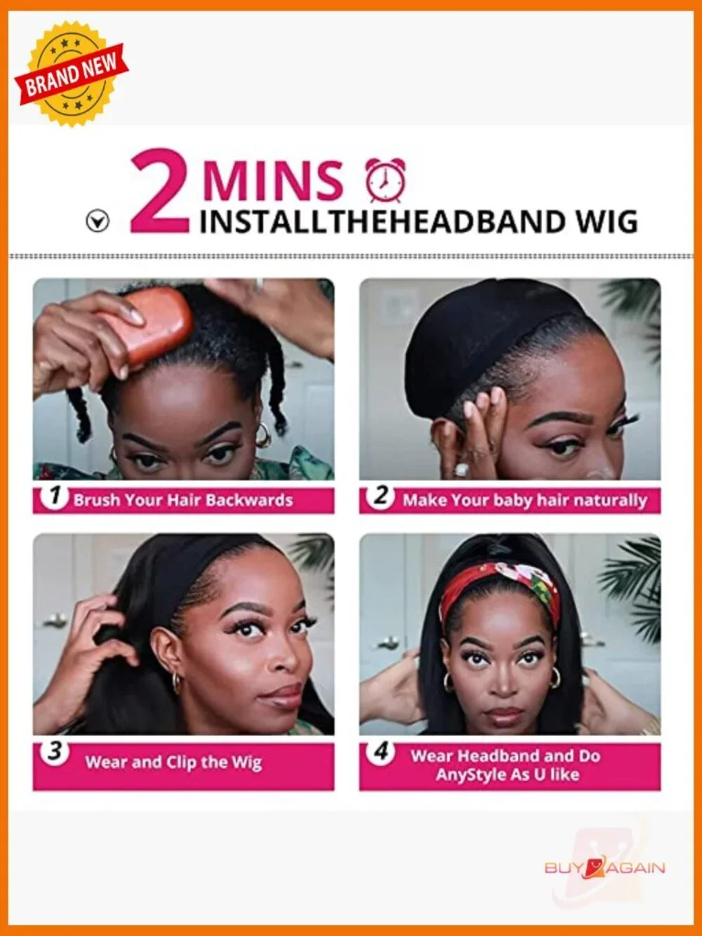 Deep Wave Headband Wig Human Hair 20 Inch Glueless Wear Go 150% Density